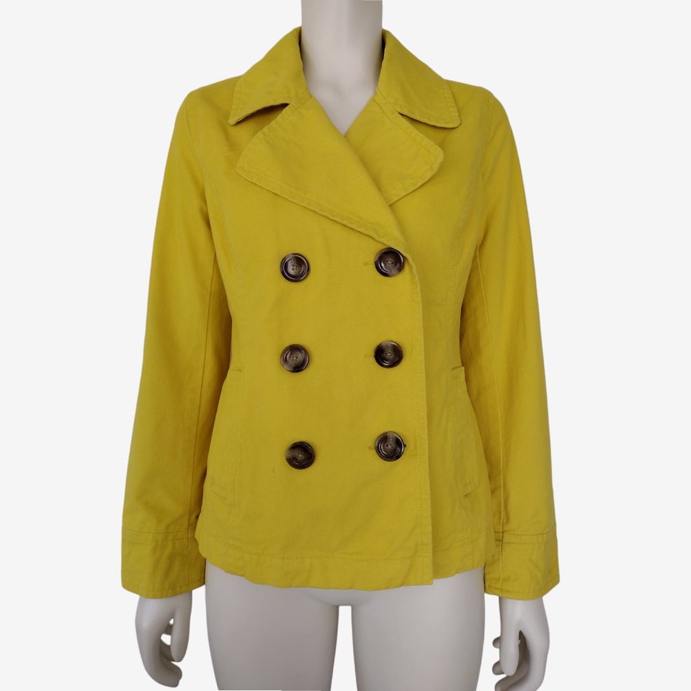 Old Navy Yellow Retro Double Breasted Collared Cotton Jacket W Pockets S